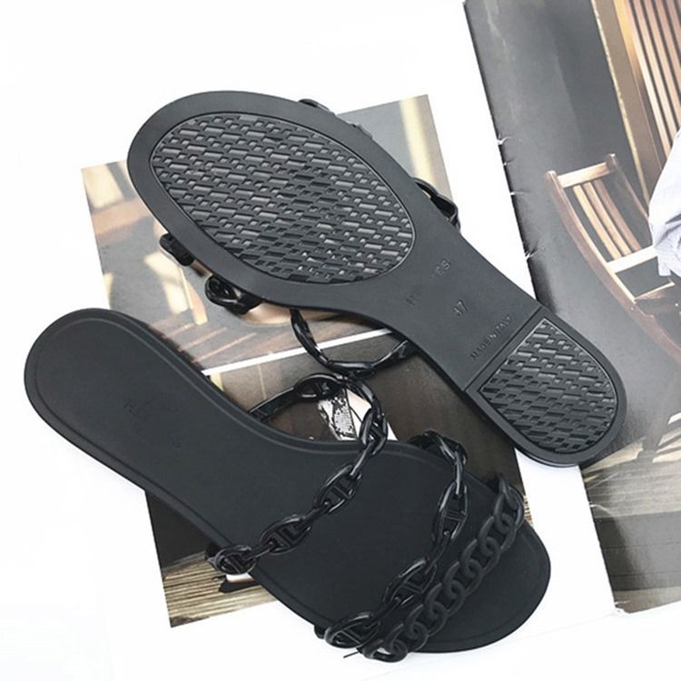 Slip-on Chain Flip Flop Plain Slippers