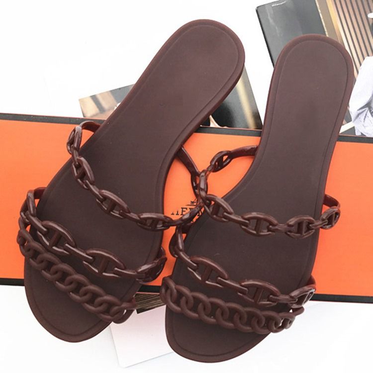 Slip-on Chain Flip Flop Plain Slippers