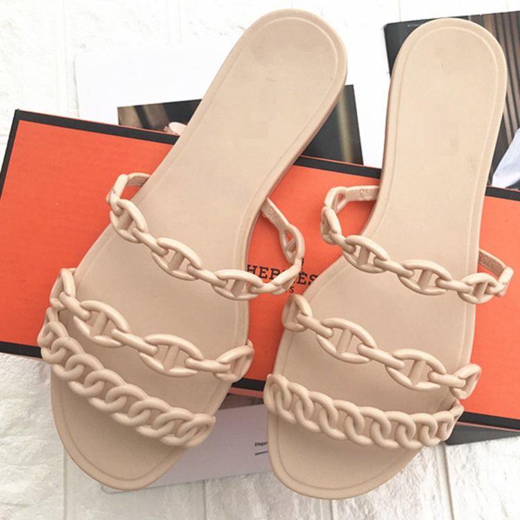 Slip-on Chain Flip Flop Plain Slippers