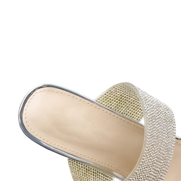 Slip-on Flip Flop Rhinestone Patchwork Tøfler For Kvinner