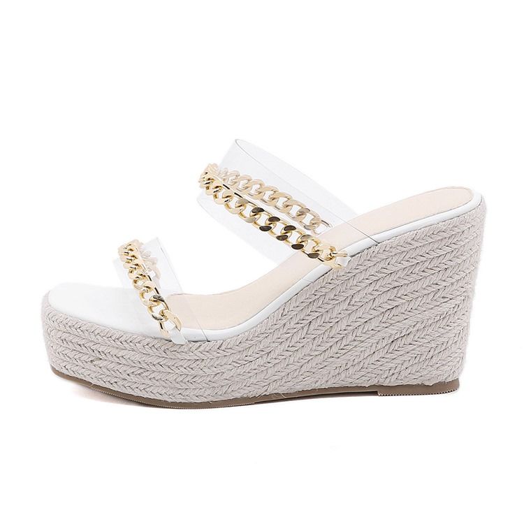 Slip-on Woven Wedge Heel Rubber Dame Tøfler