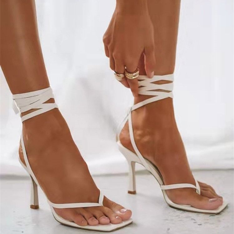 Stiletto Heel Lace-up Strappy Western Sandaler For Kvinner