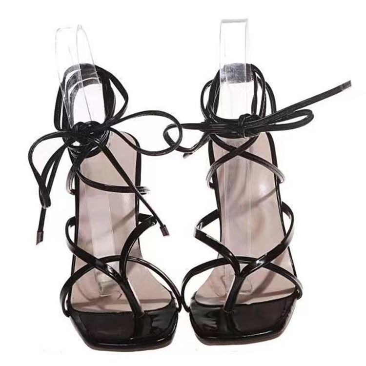 Thong Stiletto Heel Lace-up Western Dame Sandals