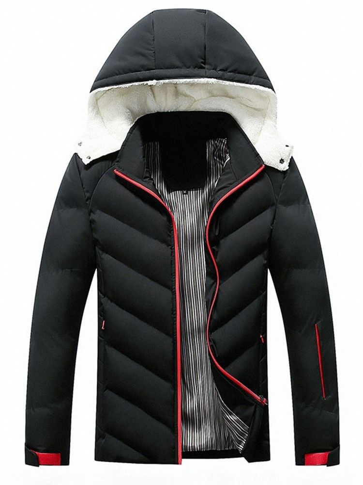 Color Block Hooded Standard Down Jacket For Menn