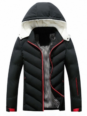 Color Block Hooded Standard Down Jacket For Menn