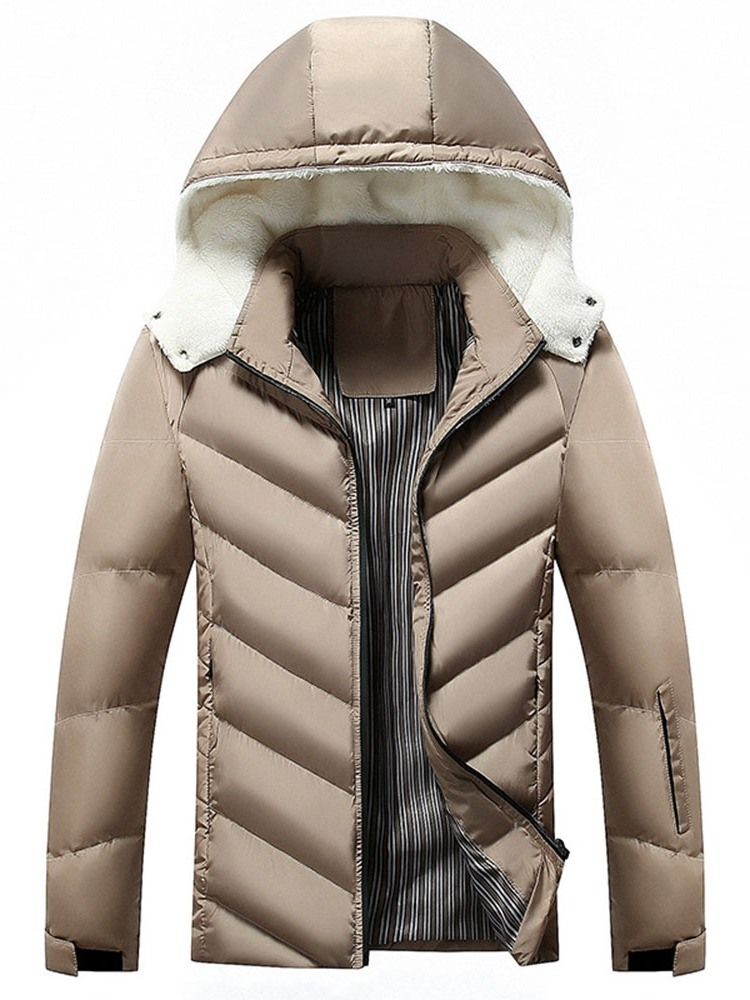 Color Block Hooded Standard Down Jacket For Menn