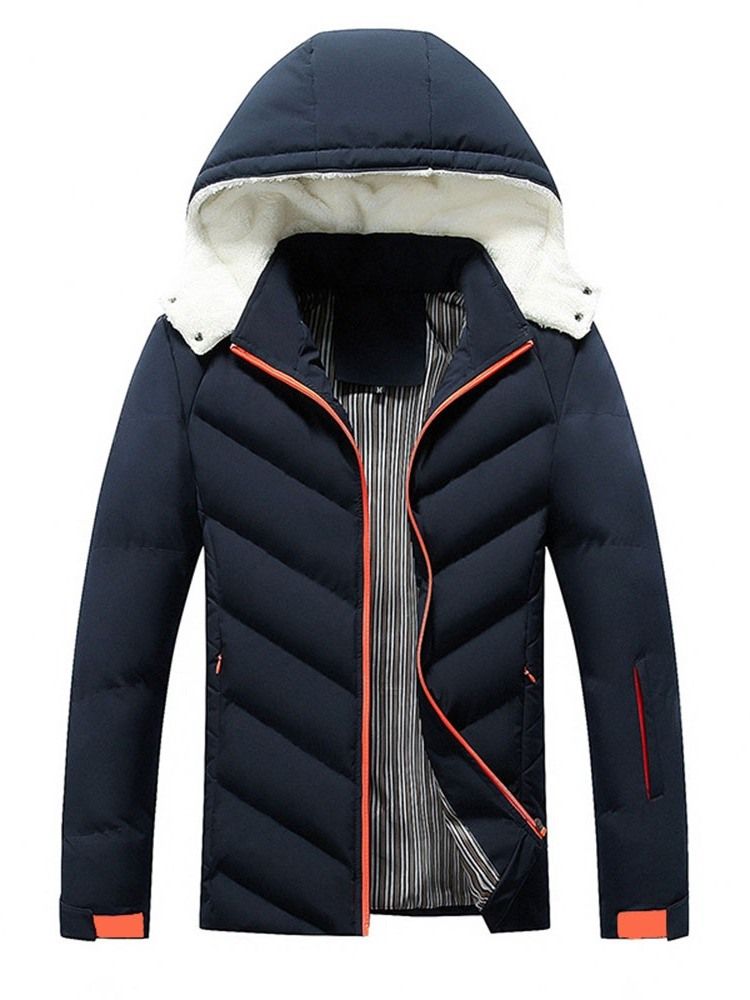 Color Block Hooded Standard Down Jacket For Menn