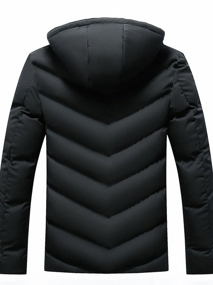 Color Block Hooded Standard Down Jacket For Menn