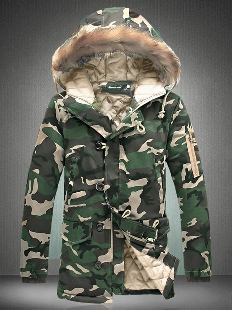 Glidelås Camouflage Thicken Warm Men Winter Winter Coat