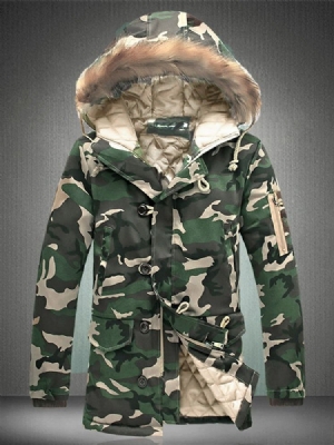 Glidelås Camouflage Thicken Warm Men Winter Winter Coat