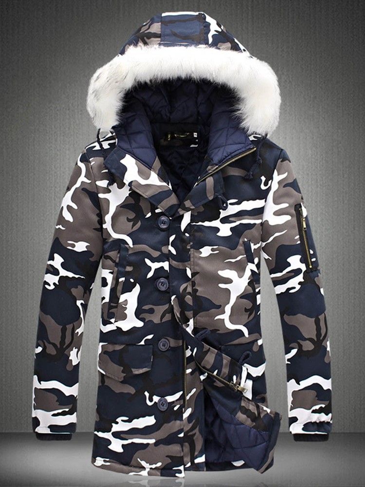 Glidelås Camouflage Thicken Warm Men Winter Winter Coat