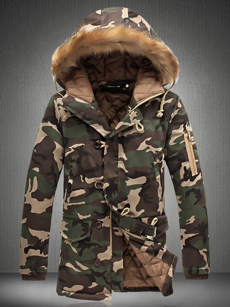 Glidelås Camouflage Thicken Warm Men Winter Winter Coat