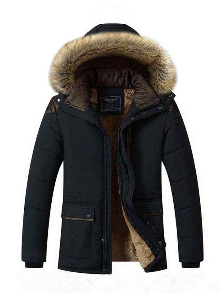 Glidelås Hooded Mid-length Casual Down Herre Jacket