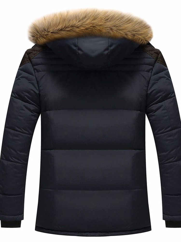 Glidelås Hooded Mid-length Casual Down Herre Jacket