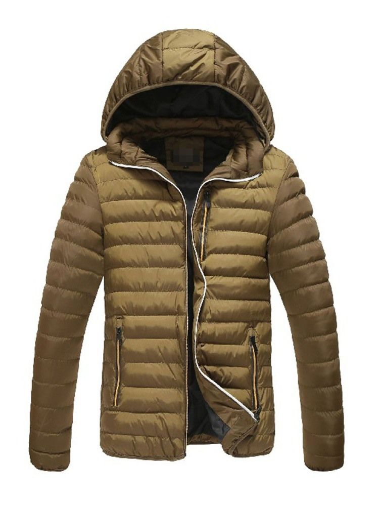 Glidelås Hooded Plain Casual Menns Dunjakke