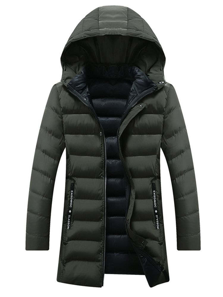 Hooded Zipper Thicken Winter Coat For Menn