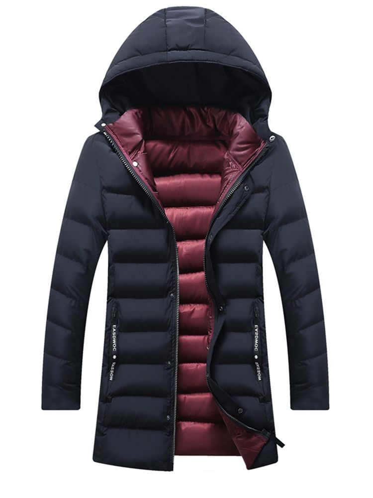 Hooded Zipper Thicken Winter Coat For Menn