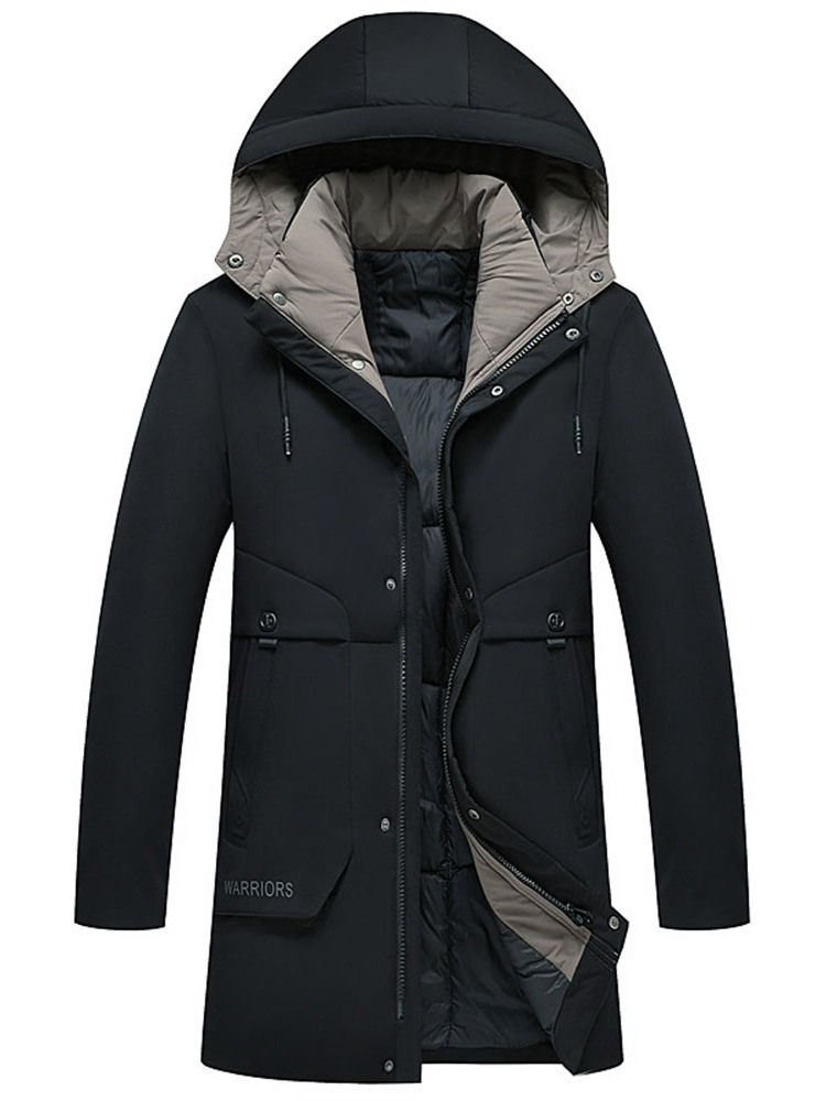 Mid-length Hooded Casual Down Jacket For Menn