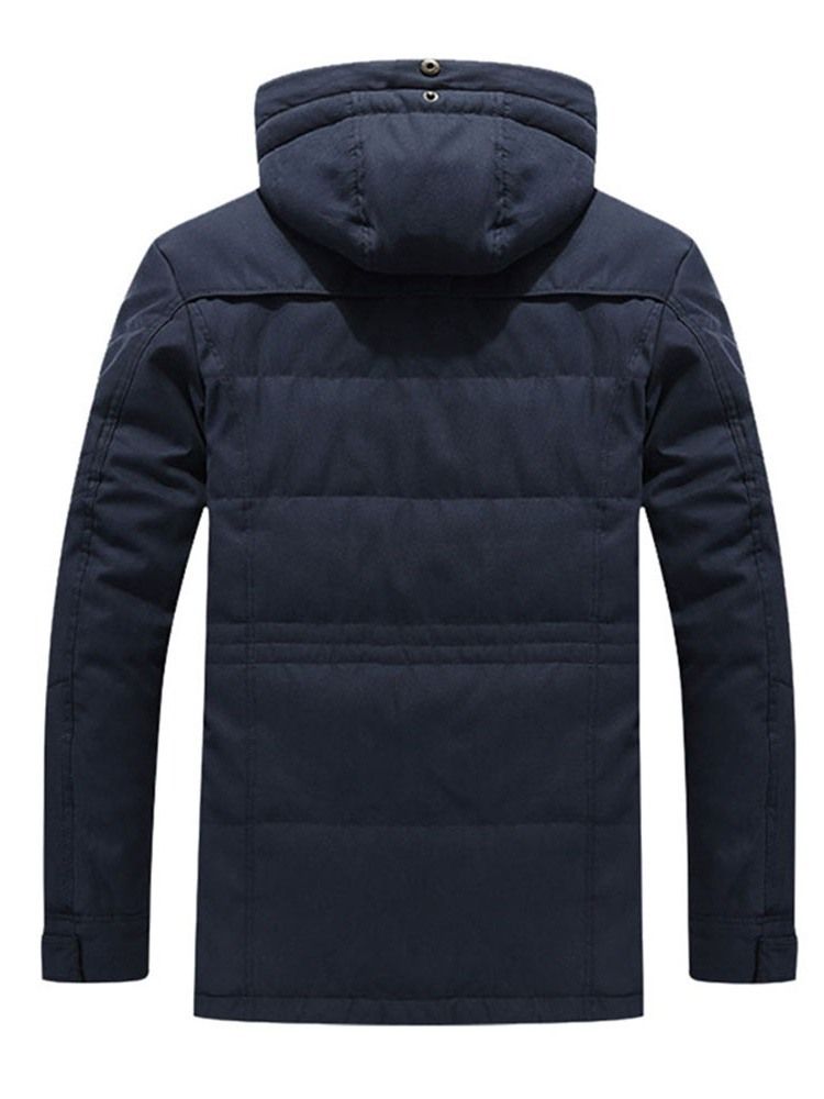 Mid-length Hooded Patchwork Glidelås Casual Menns Dunjakke