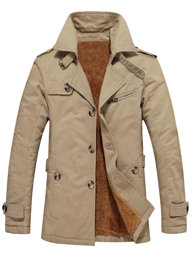 Patchwork Slim Thick Single-breasted Winter Jacket For Menn