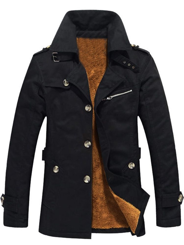 Patchwork Slim Thick Single-breasted Winter Jacket For Menn