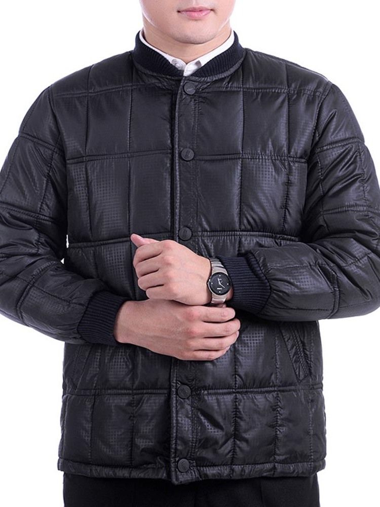 Plaid Standard Button Casual Down Jacket For Menn