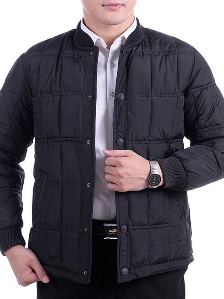 Plaid Standard Button Casual Down Jacket For Menn