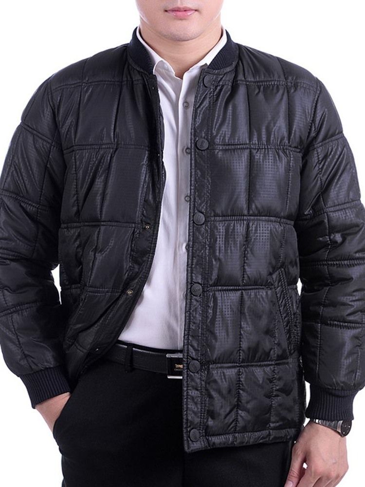 Plaid Standard Button Casual Down Jacket For Menn