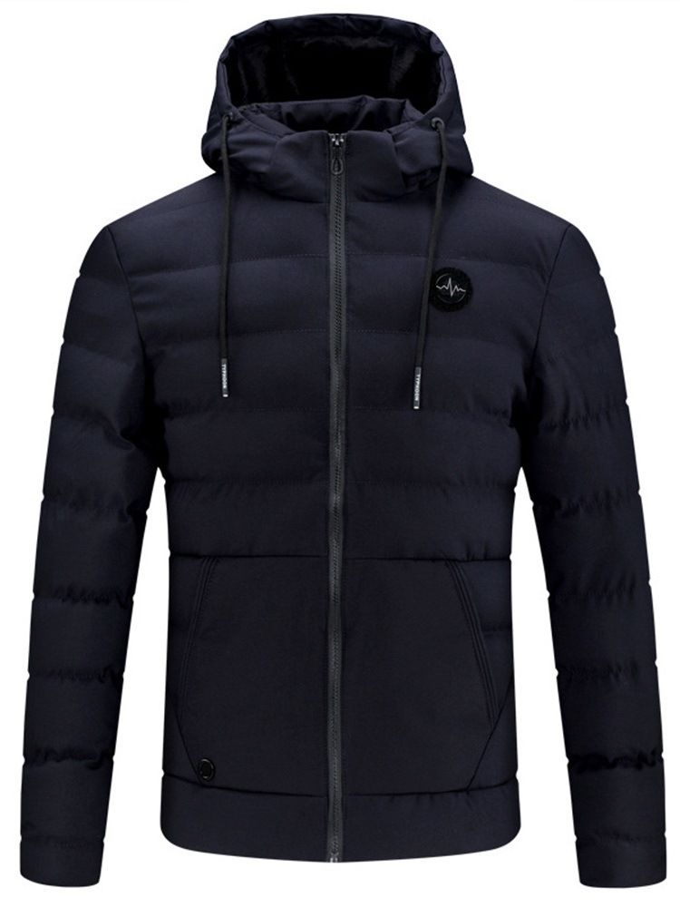 Plain Hooded Lace Up Mens Winter Quilted Coats