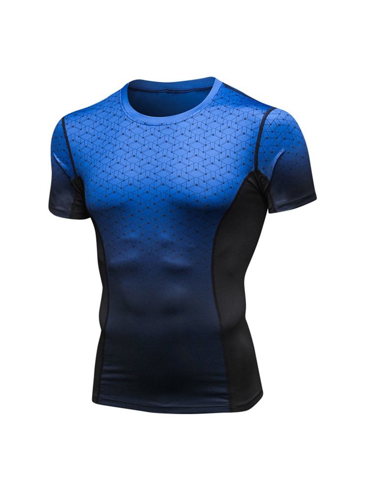 Fargeblokk Stretch Sports Quick Dry T-skjorte For Menn