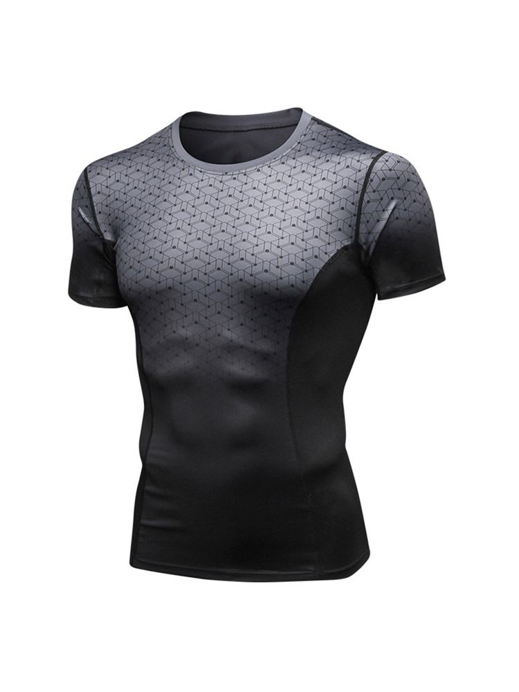 Fargeblokk Stretch Sports Quick Dry T-skjorte For Menn