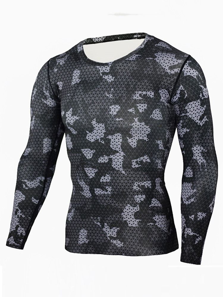 Menn Camouflage Pustende Patchwork Langermede Sportstopper