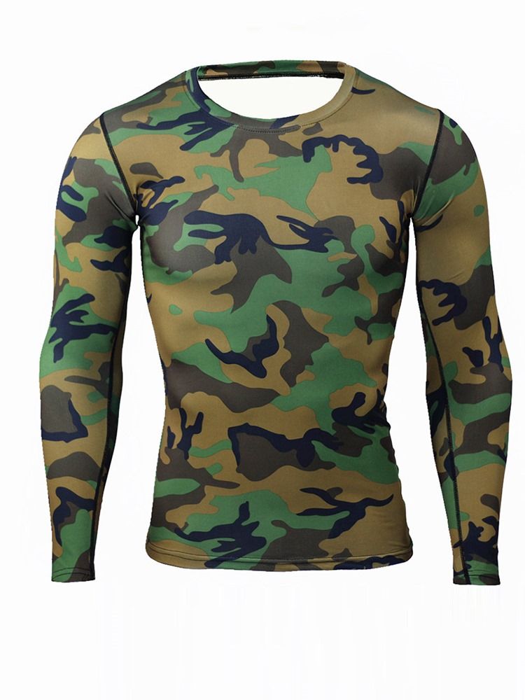 Menn Camouflage Pustende Patchwork Langermede Sportstopper