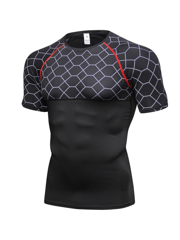 Menn Print Anti-sweat Pullover Kortermet Sportstopper