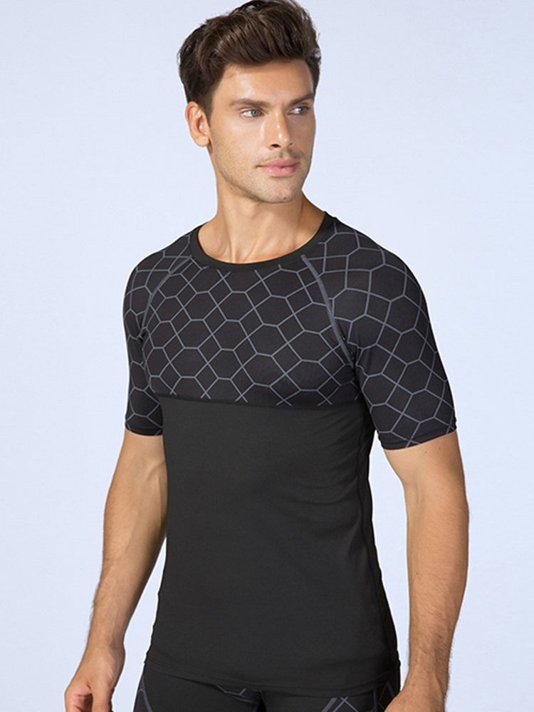 Menn Print Anti-sweat Pullover Kortermet Sportstopper