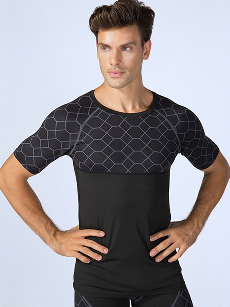 Menn Print Anti-sweat Pullover Kortermet Sportstopper