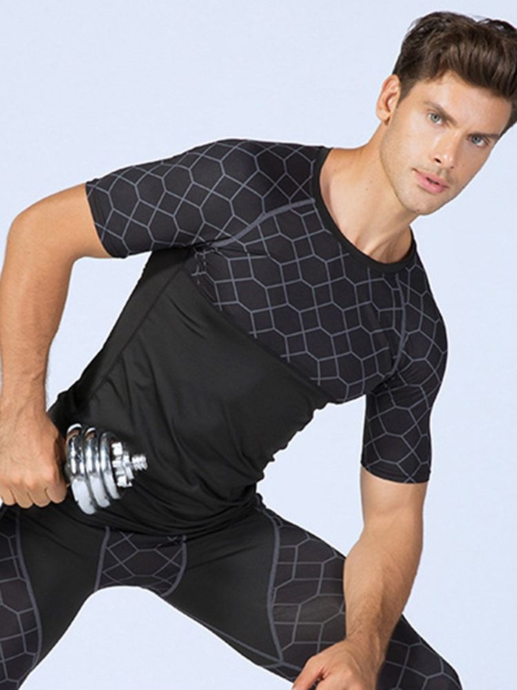 Menn Print Anti-sweat Pullover Kortermet Sportstopper