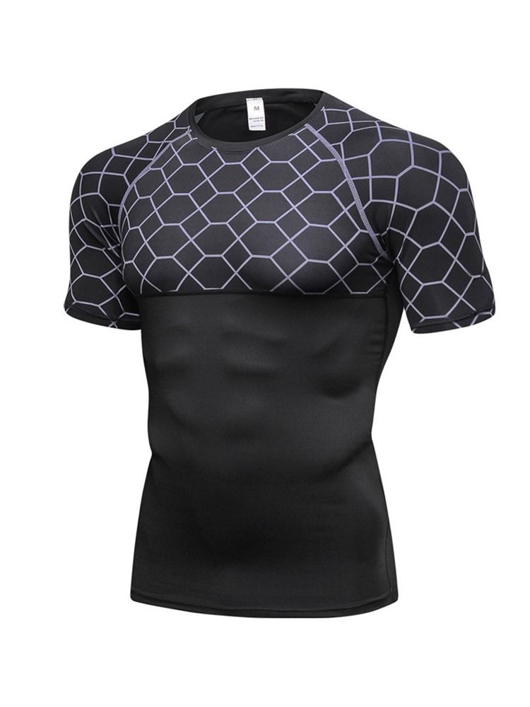 Menn Print Anti-sweat Pullover Kortermet Sportstopper