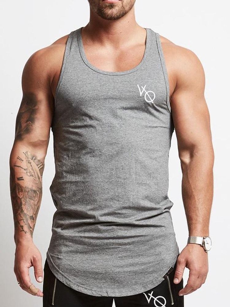 Menn Print Ermeløs Pullover Gym Sports Tank Tops