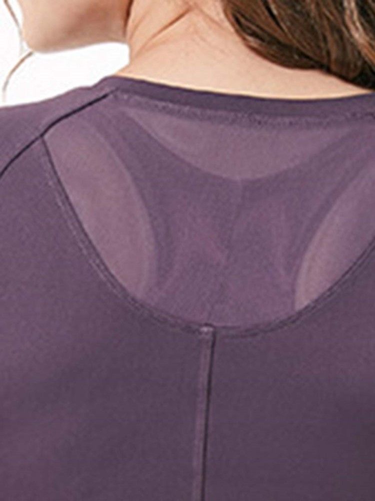 Nylon Quick Dry Solid Yoga Pullover T-skjorte For Kvinner