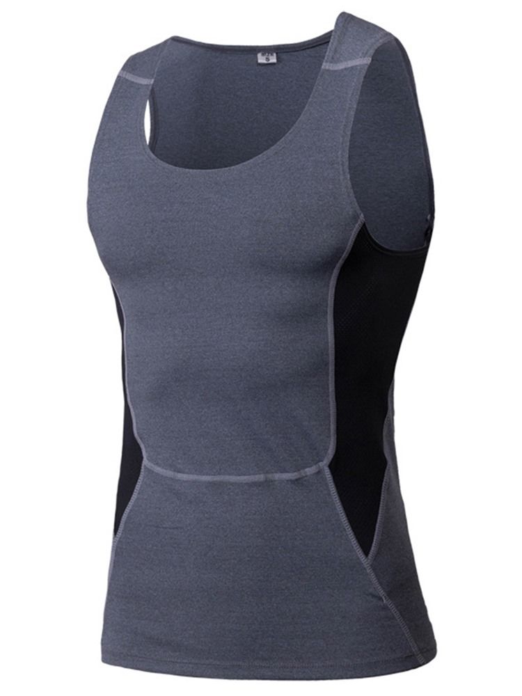 Polyester Color Block Running Pullover Sports Tank Tops For Menn