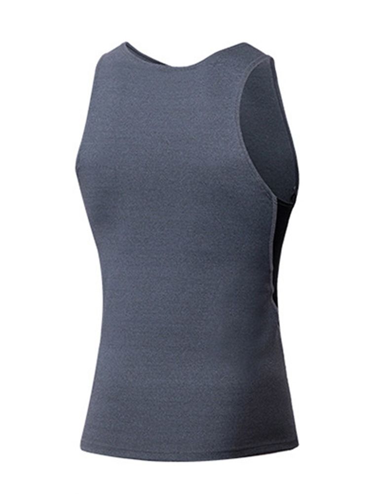 Polyester Color Block Running Pullover Sports Tank Tops For Menn