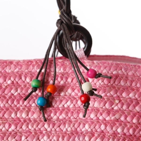 Bohemian Starfish Embroidery Straw Handbag