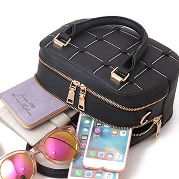 Casual Plaid Zipper Women Saddle Handbag