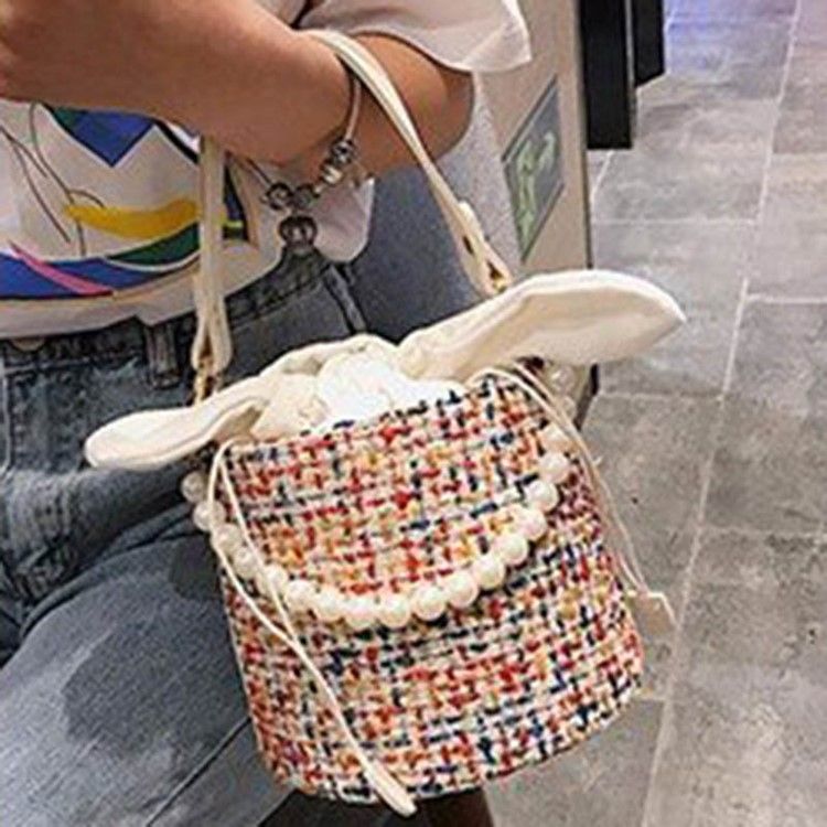 Color Block Barrel-shaped Tote Bag For Women