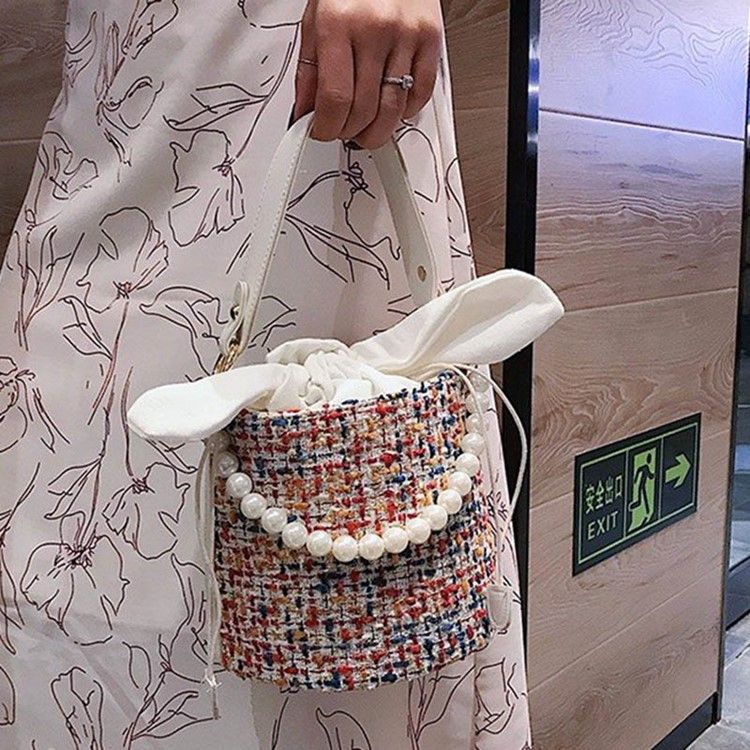 Color Block Barrel-shaped Tote Bag For Women