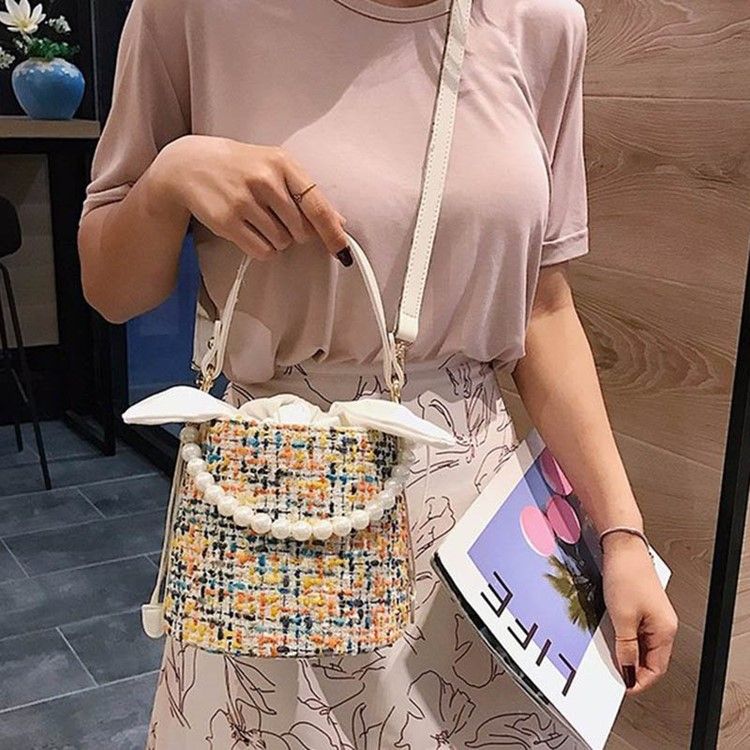 Color Block Barrel-shaped Tote Bag For Women