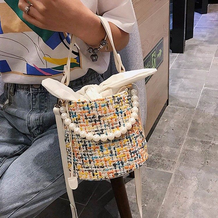 Color Block Barrel-shaped Tote Bag For Women