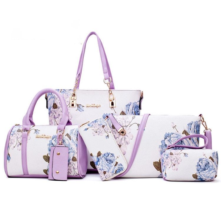 Floral Pu Print Bag Set