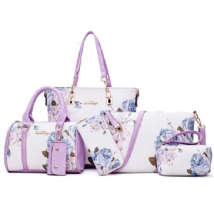 Floral Pu Print Bag Set